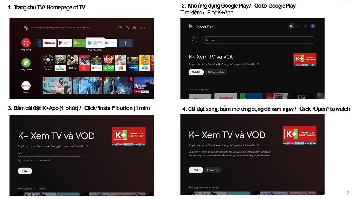 Hướng dẫn cài đặt ứng dụng K trên Android TV Hướng dẫn cách cài đặt ứng dụng K trên Android TV