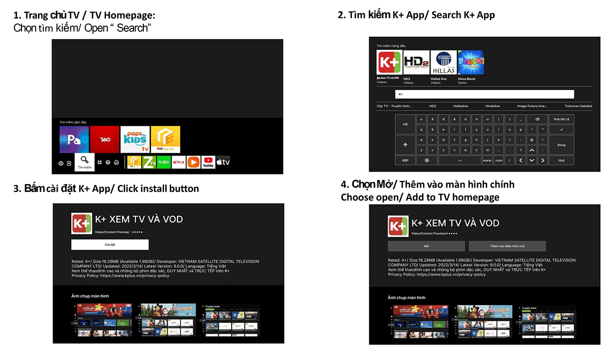 Hướng dẫn cài đặt ứng dụng K trên Smart TV Samsung Hướng dẫn cách cài đặt ứng dụng K trên tivi Samsung
