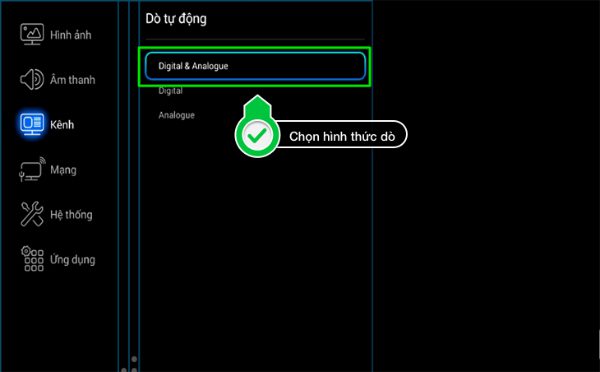 Hướng dẫn dò kênh trên Smart tivi TCL