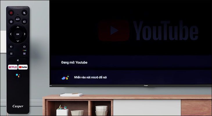 mở ứng dụng khác bằng cách điều khiển qua giọng nói với tivi casper