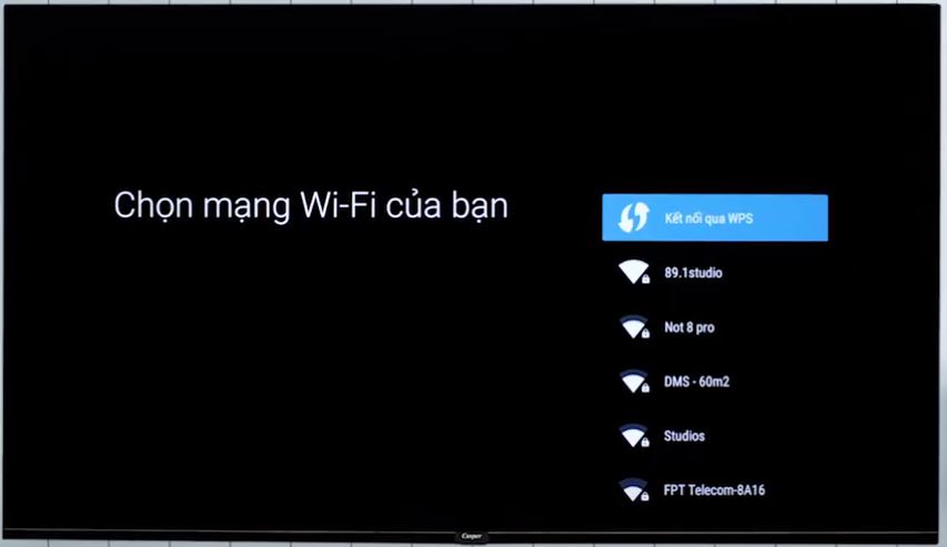 cài đặt lại mạng cho tivi Casper