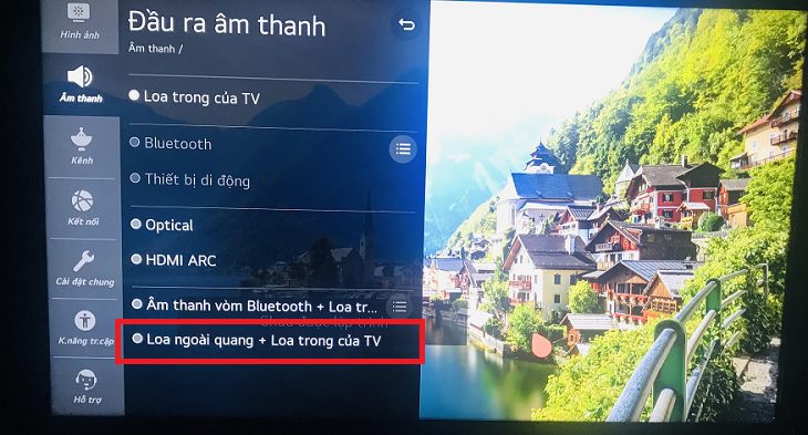 Chọn loa ngoài quang   Loa trong TV.