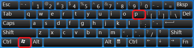 Nhấn đồng thời 2 nút Windows key A hoặc Windows key P để bật Project. Nhấn đồng thời 2 nút Windows key A hoặc Windows key P để bật Project.