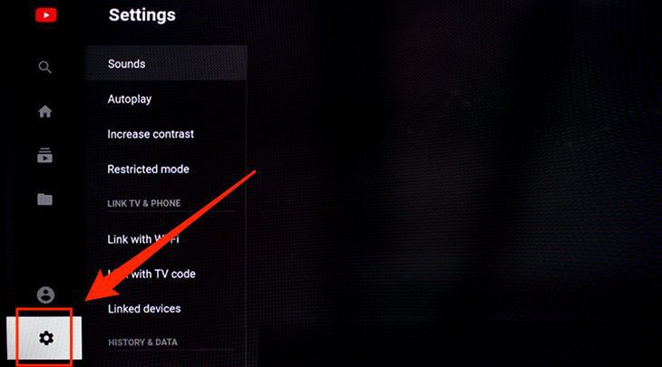 Phần Cài đặt trong ứng dụng Youtube trên tivi TCL Tivi chưa được cài YouTube for Android TV - Phần Cài đặt trong ứng dụng Youtube trên tivi TCL