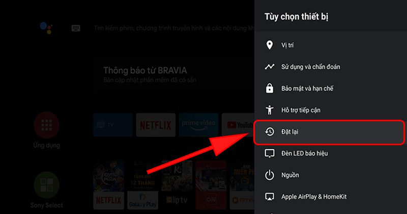 Chọn tùy chọn Đặt lại Chọn tùy chọn Đặt lại