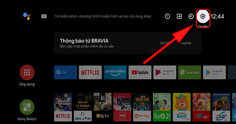 Chọn mục cài đặt trên màn hình Chọn mục cài đặt trên màn hình
