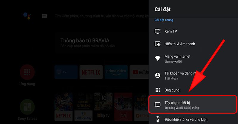 Hãy chọn mục Tùy chọn thiết bị Hãy chọn mục Tùy chọn thiết bị