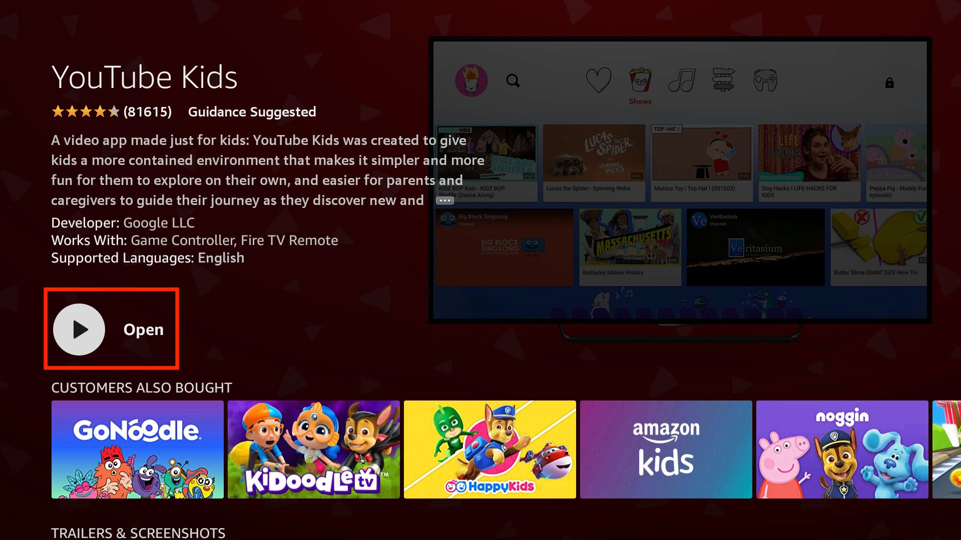 bấm vào nút mở