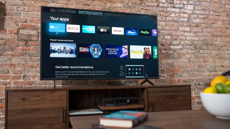 Màn hình chính của nền tảng thông minh Google TV, như đã thấy trên Sony X80J