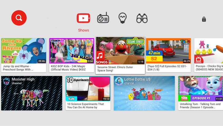 Youtube Kids trên Android TV