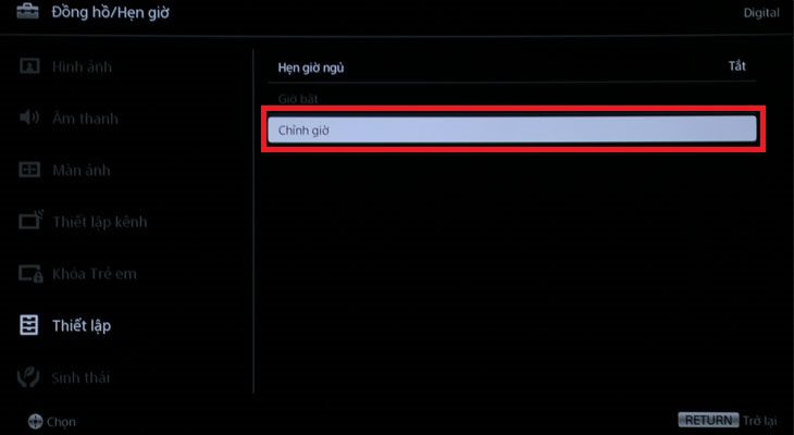 Chọn chỉnh giờ Chọn chỉnh giờ