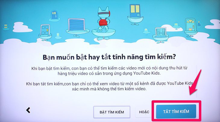 tắt tìm kiếm trên youtube kids