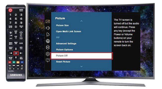 Nghe nhạc tắt màn hình tivi Samsung chọn Picture Off để tắt màn hình tivi samsung khi nghe nhạc