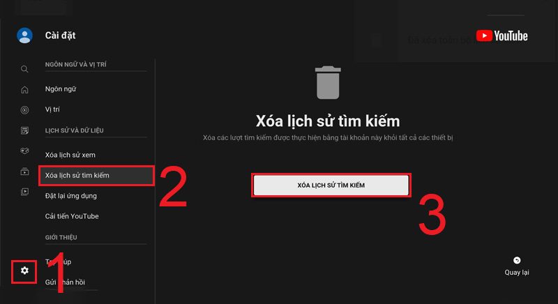 Xóa lịch sử tìm kiếm YouTube