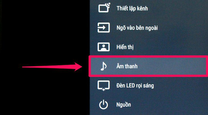Chọn vào mục Âm thanh Chọn vào mục Âm thanh
