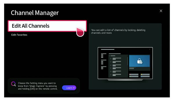 Bước 4: Chọn Chỉnh sửa danh sách kênh