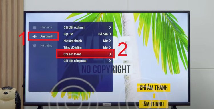 Chọn mục Âm thanh > Chọn mục Chỉ âm thanh. Chọn mục Âm thanh > Chọn mục Chỉ âm thanh.