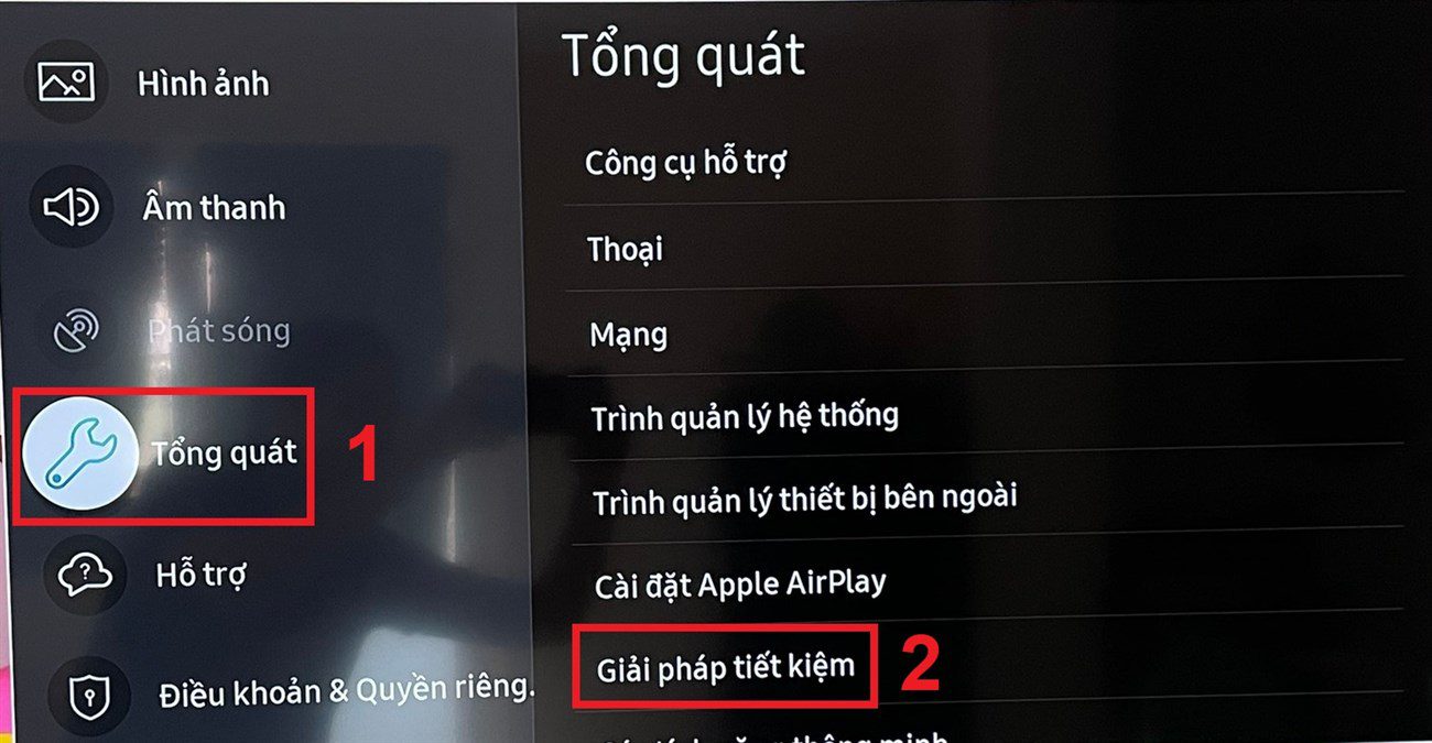 Cài đặt Giải pháp Eco tiết kiệm điện có thể khiến tivi Samsung tự động tắt