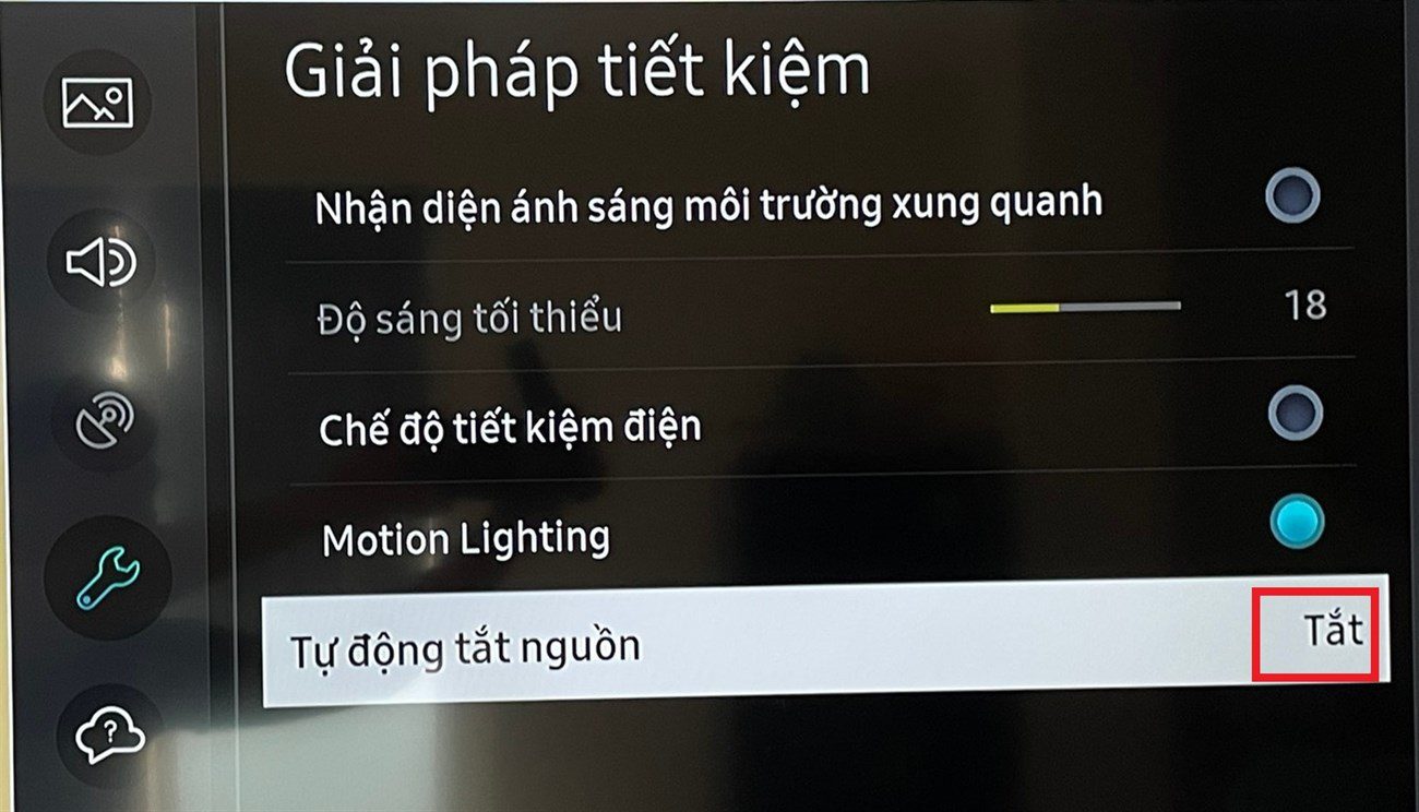 Tự động tắt nguồn -> Chọn Tắt
