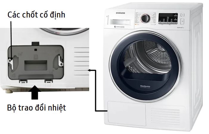 vệ sinh bộ trao đổi nhiệt máy sấy Samsung