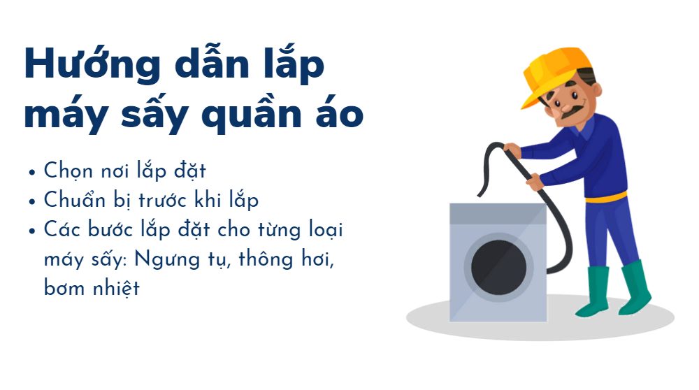 Hướng dẫn lắp máy sấy quần áo