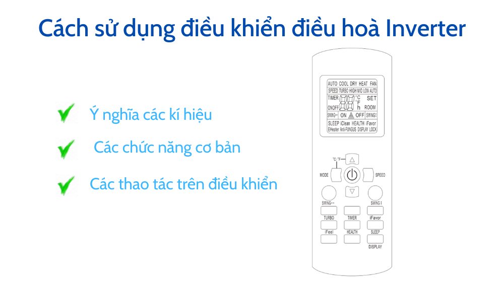 Cách sử dụng điều khiển điều hoà Inverter