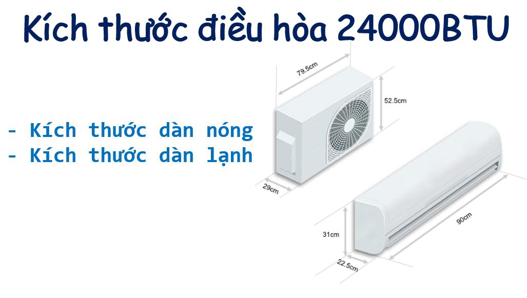 Kích thước điều hòa 24000BTU