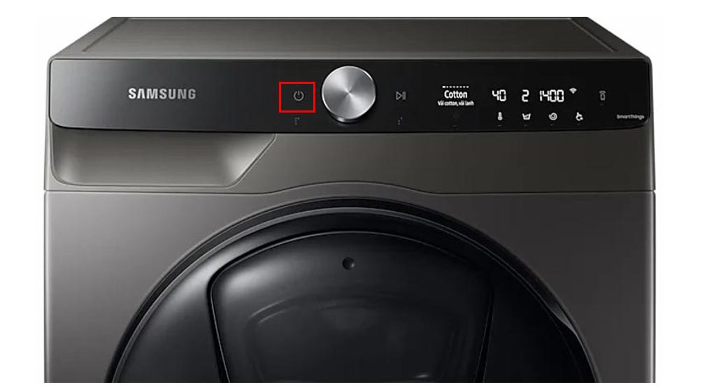 Nút nguồn máy giặt sấy Samsung thông minh