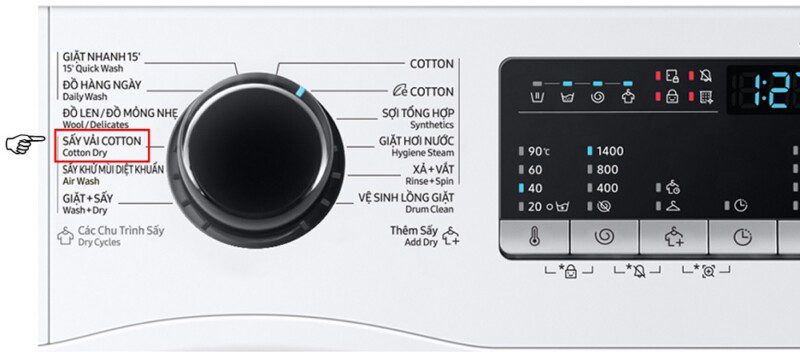 Sấy khô vải Cotton (Cotton Dry) - chế độ sấy của máy giặt Samsung