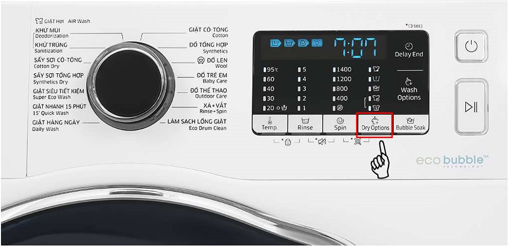 Thêm Tùy chọn - Hướng dẫn sử dụng máy giặt sấy Samsung