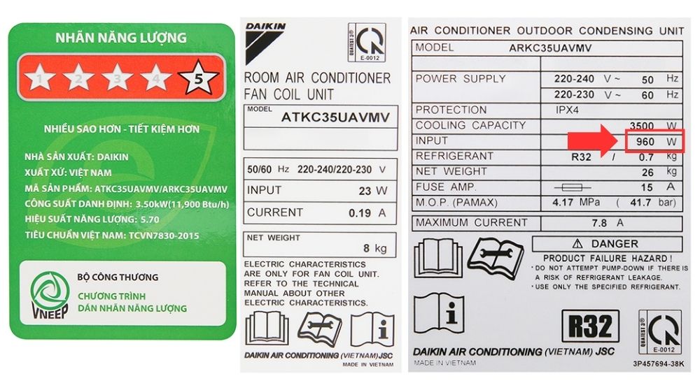 điều hoà đaikin 12000 bao nhiêu w