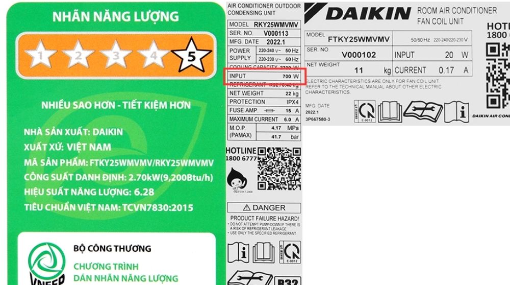 Cách xem công suất điều hòa Daikin 9000btu