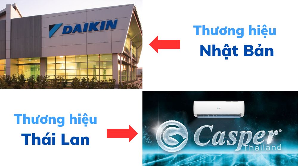 So sánh điều hoà Đaikin và Casper về xuất xứ