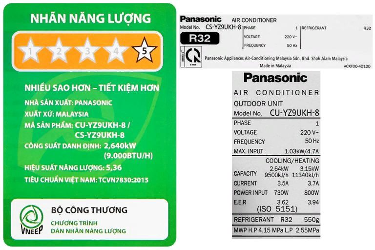 Công suất lạnh điều hòa Panasonic 9000BTU: Bao nhiêu watt? cách xem công suất tiêu thụ của điều hòa panasonic 9000btu trên tem năng lượng dàn lạnh