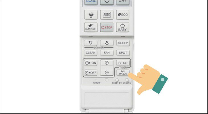 Hướng dẫn điều khiển máy lạnh Sharp wifi bằng điện thoại Nhấn nút WLAN để hoàn tất kết nối điện thoại và máy lạnh sharp