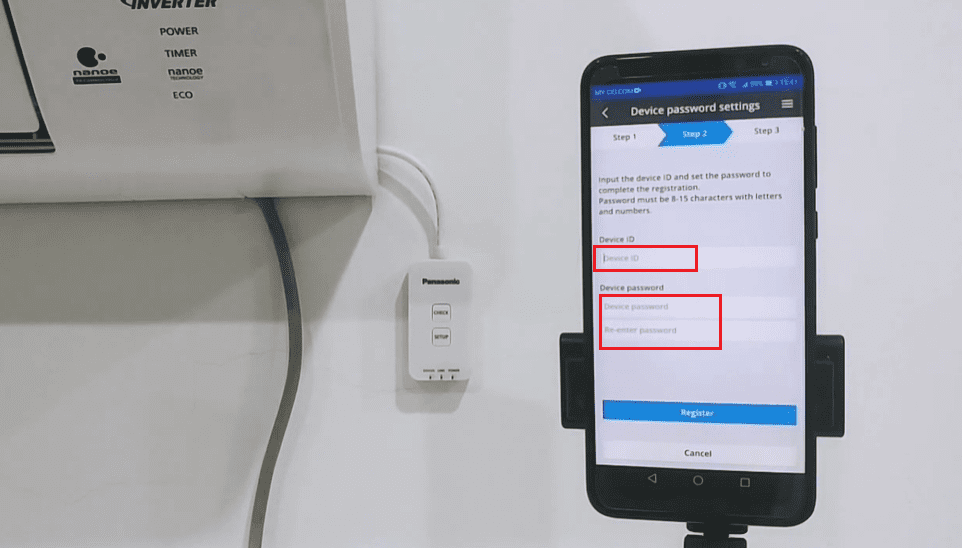 Nhập tên và mật khẩu của thiết bị. Nhập tên và mật khẩu của thiết bị.