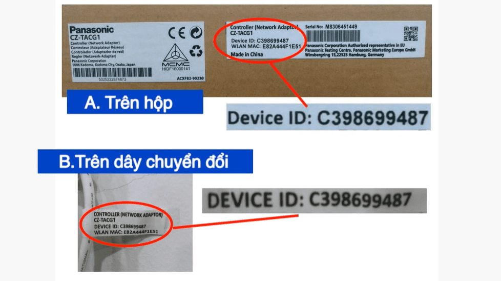 Tên thiết bị bạn có thể tìm thấy trên hộp hoặc trên dây chuyển đổi Tên thiết bị bạn có thể tìm thấy trên hộp hoặc trên dây chuyển đổi