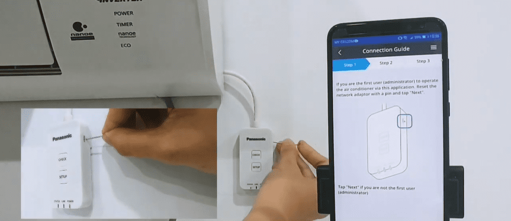 ử dụng ghim nhấn vào nút Reset trên cục adaptor wifi ử dụng ghim nhấn vào nút Reset trên cục adaptor wifi