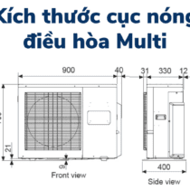 Kích thước cục nóng điều hòa multi hãng: Pana LG Mitsu Daikin