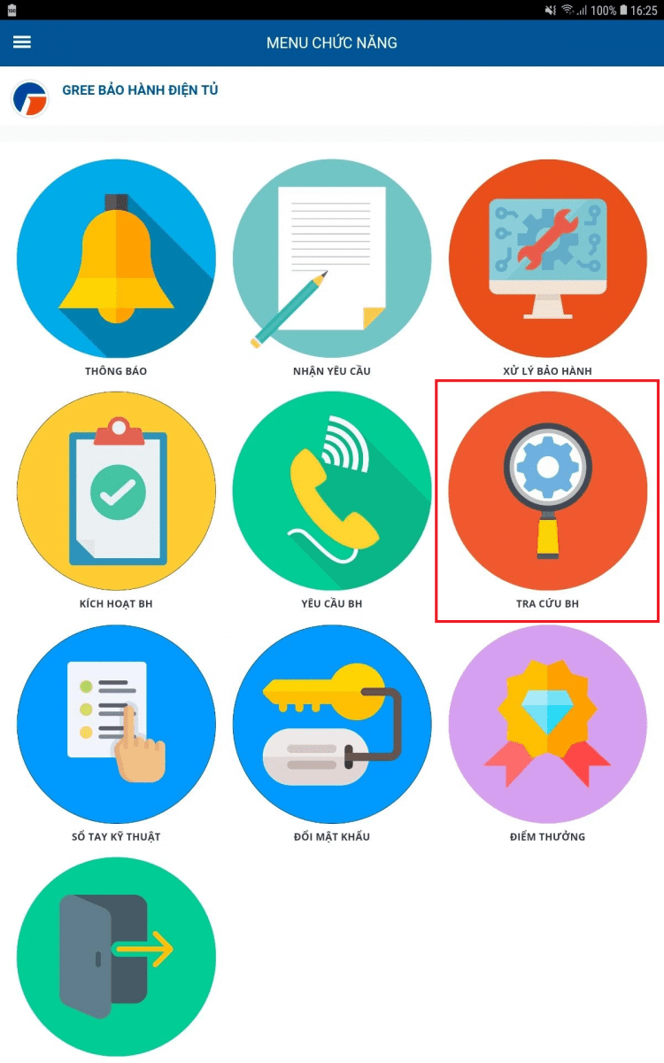chọn mục tra cứu bảo hành gree