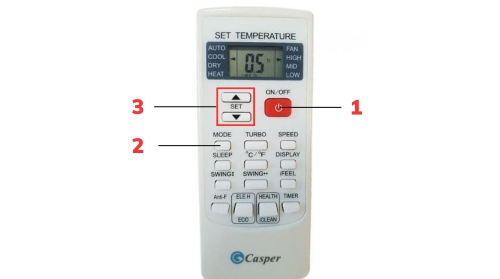 Bật chế độ nóng điều hoà Casper