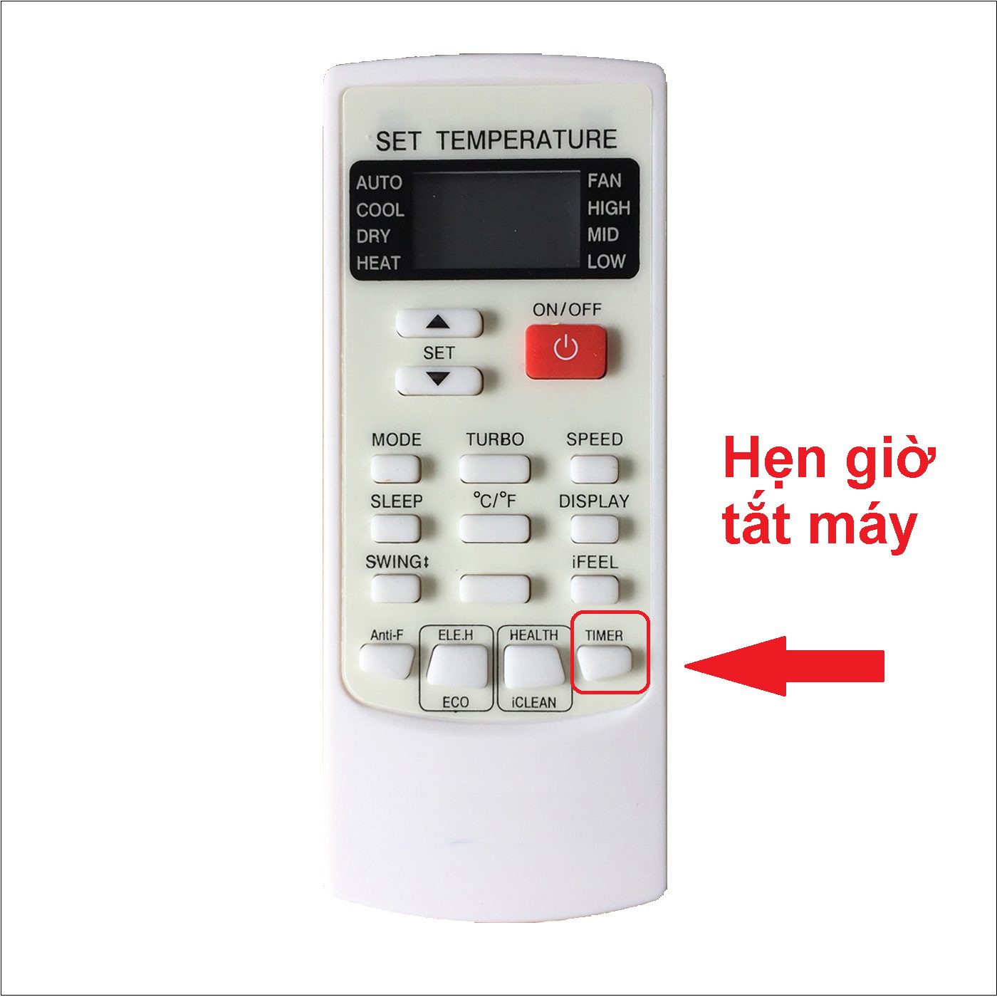 Nhấn nút Timer - cách hẹn giờ tắt điều hoà casper