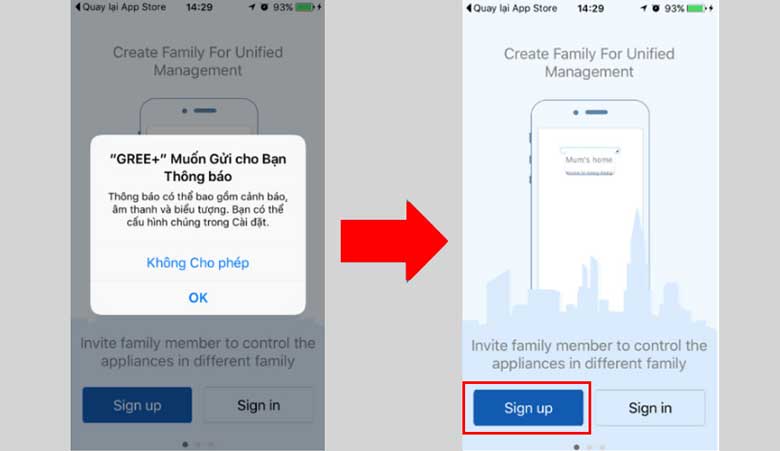 đăng ký tài khoản để có thể điều khiển máy lạnh gree bằng điện thoại