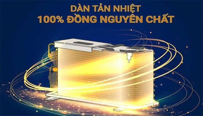 Dàn tản nhiệt điều hòa Casper bằng đồng Điều hòa Casper sử dụng dàn tản nhiệt bằng đồng mạ vàng