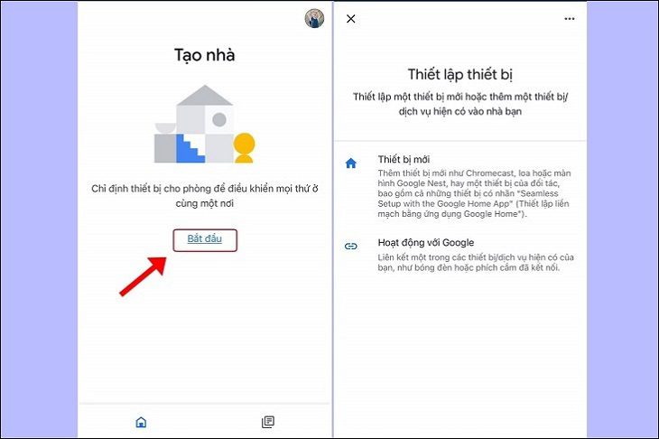 Nhấn vào Bắt đầu để vào Thiết lập thiết bị. Nhấn vào Bắt đầu để vào Thiết lập thiết bị.