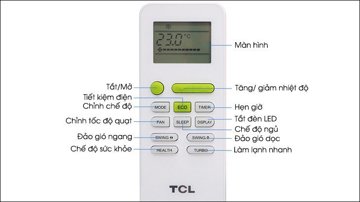 Tổng quan các tính năng trên remote Cách dùng điều khiển điều hoà TCL