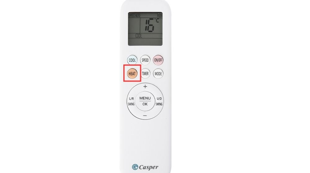 Nút HEAT trên điều hoà Casper