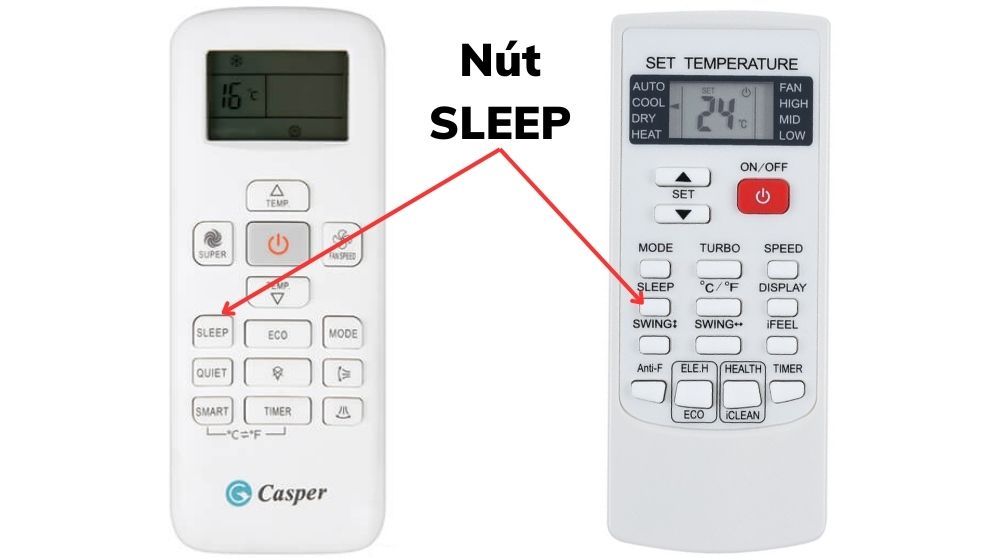 Nút SLEEP trên điều khiển điều hòa Casper