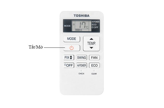Nhấn phím Nguồn để mở điều hoà