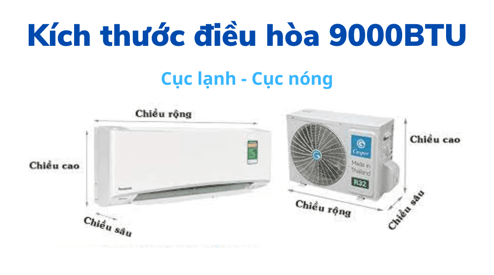 Kích Thước điều Hòa 9000btu